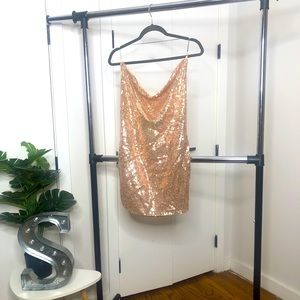 Sequin halter Cow Neck mini dress